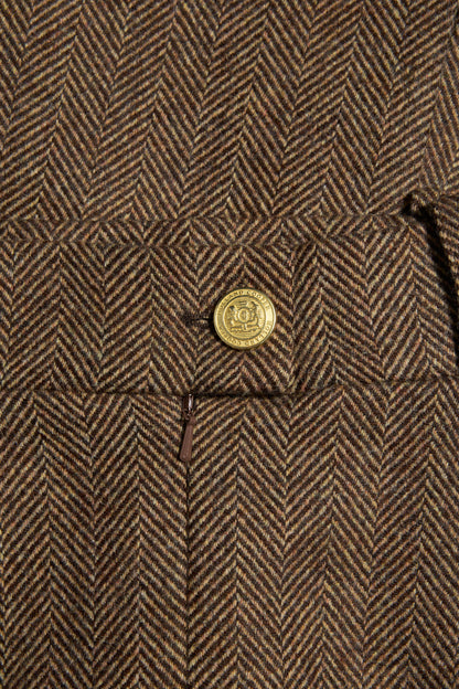 Mayfair Pencil Skirt (Large Scale Brown Herringbone)