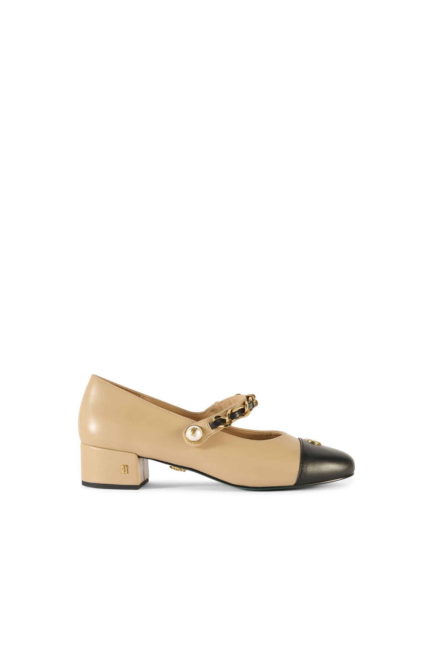 Pearl Ballet Mid Heel (Nude Black Leather)