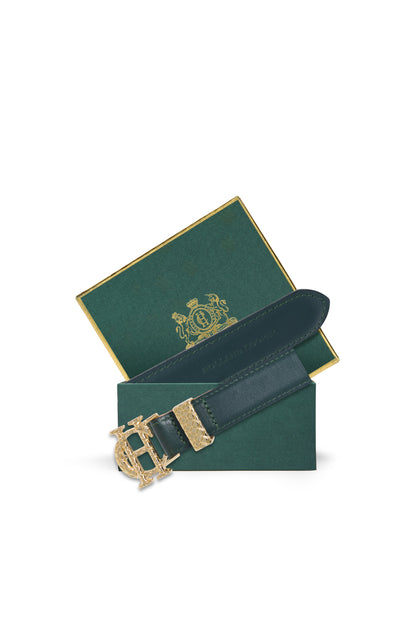 Quilted Slim Belt (Racing Green)