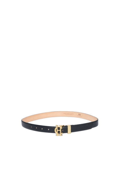 Quilted Slim Belt (Black Leather)