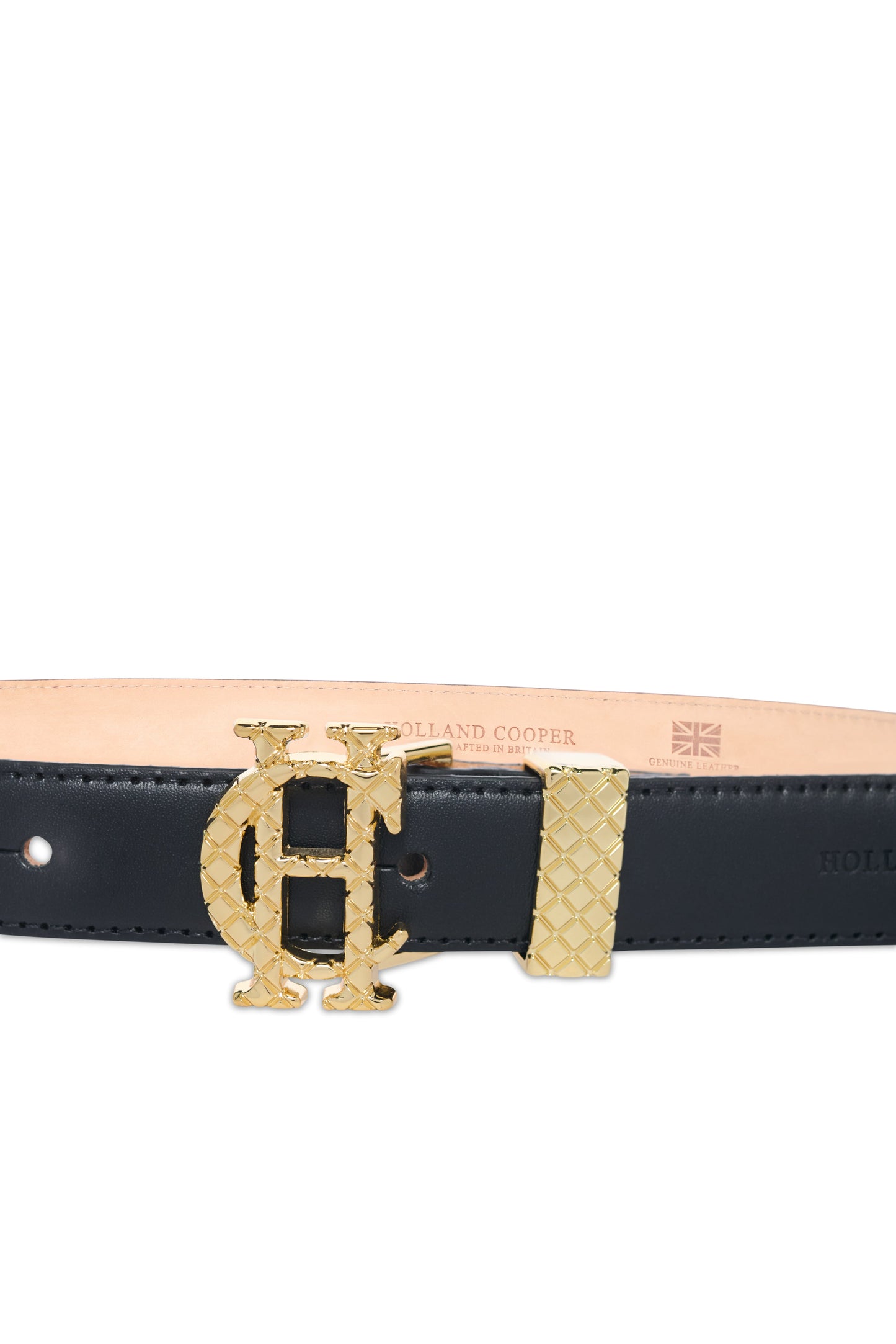 Quilted Slim Belt (Black Leather)