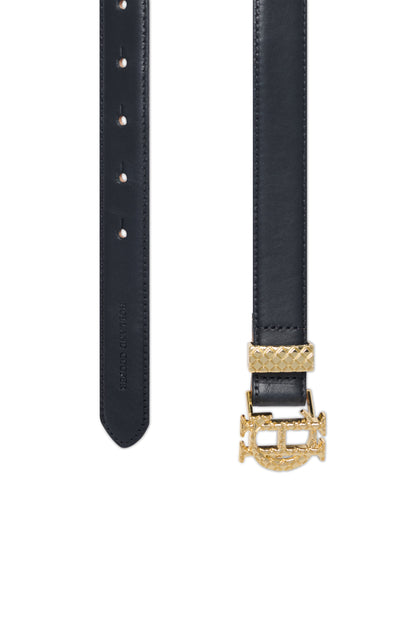 Quilted Slim Belt (Black Leather)