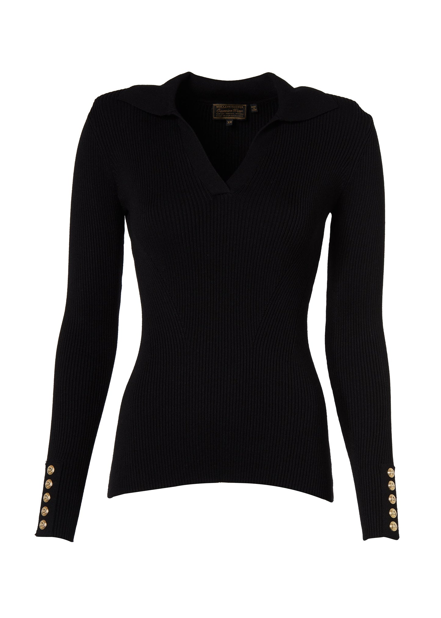 V-Neck Rib Top (Black)