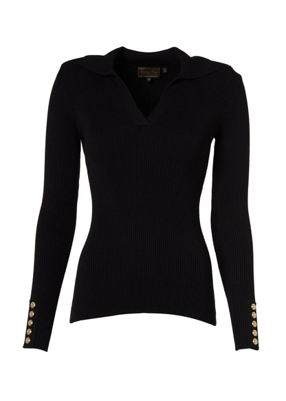 V-Neck Rib Top (Black)