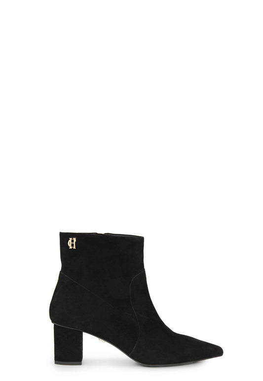 Regency Mid Heel Ankle Boot (Black Suede)