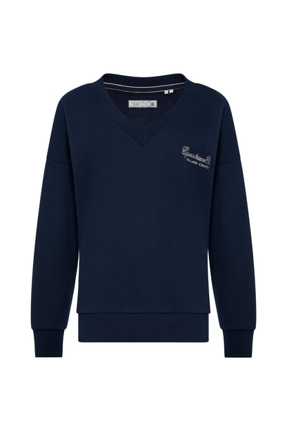 Relaxed Fit V-Neck Sweat (Ink Navy Ecru)