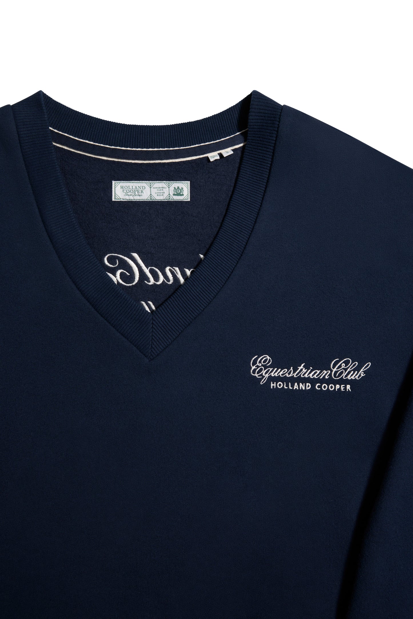 Relaxed Fit V-Neck Sweat (Ink Navy Ecru)