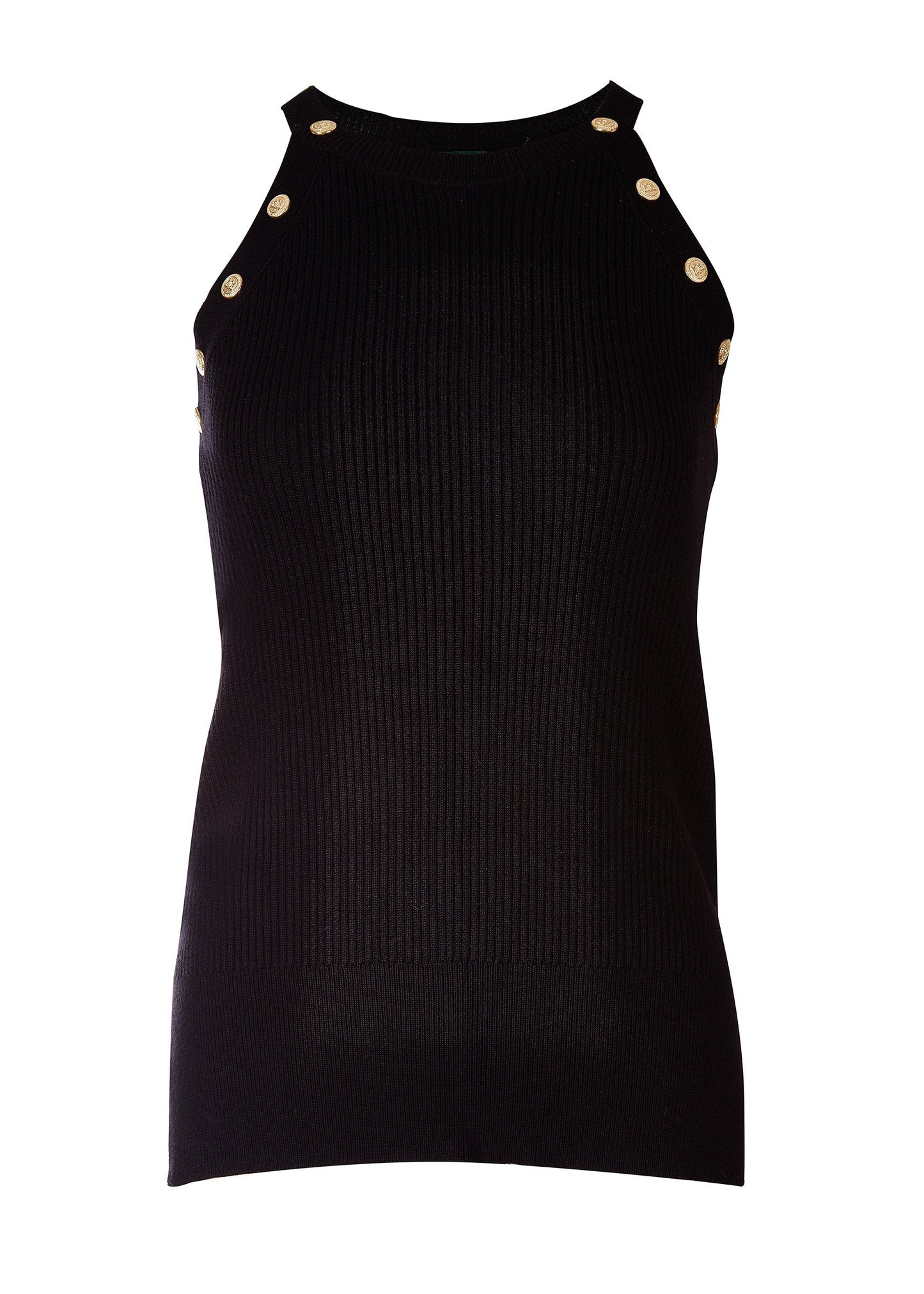 Ribbed Halter Vest (Black)