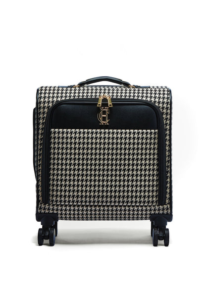 Knightsbridge Small Suitcase (Ecru Houndstooth)