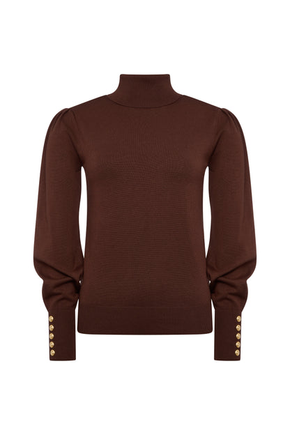 Structured Kelsie Roll Neck Knit (Cocoa)