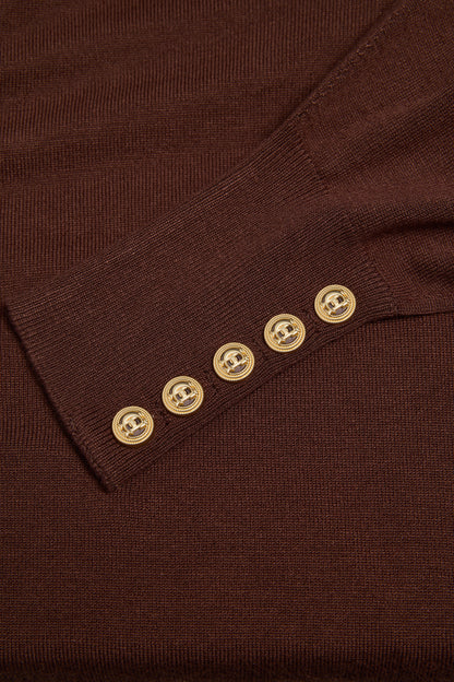 Structured Kelsie Roll Neck Knit (Cocoa)