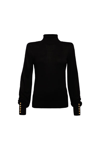 Structured Kelsie Roll Neck Knit (Black)