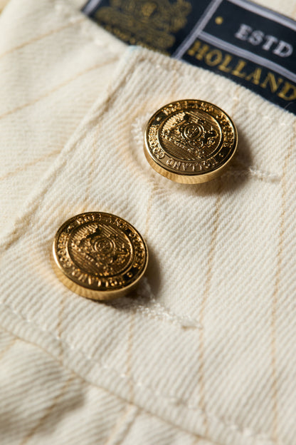 Tailored Wide Leg Jean (Ecru Stripe)