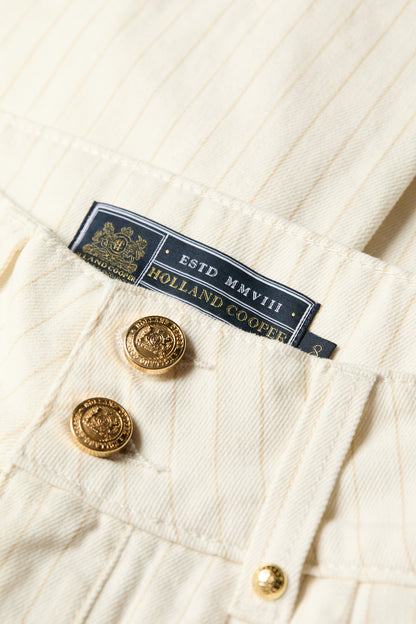 Tailored Wide Leg Jean (Ecru Stripe)