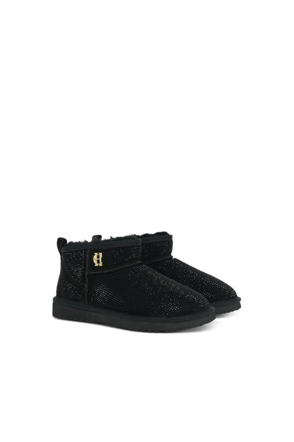Ultra Mini Shearling Boot (Black Crystal)