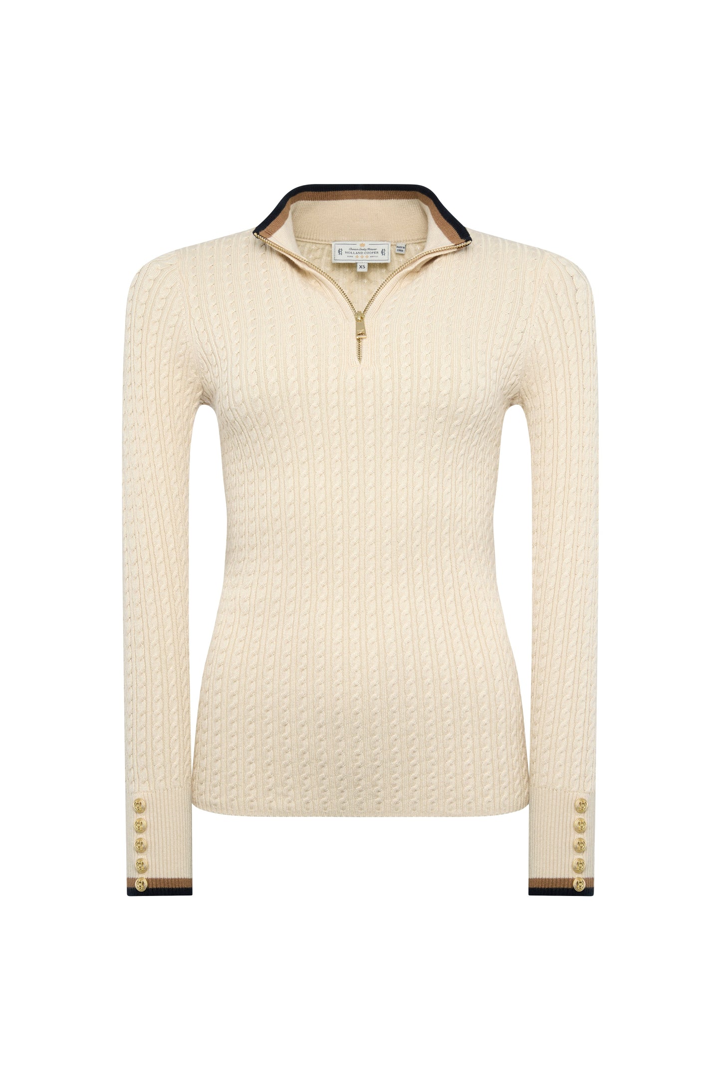 Zoe Quarter Zip Knit (Almond)