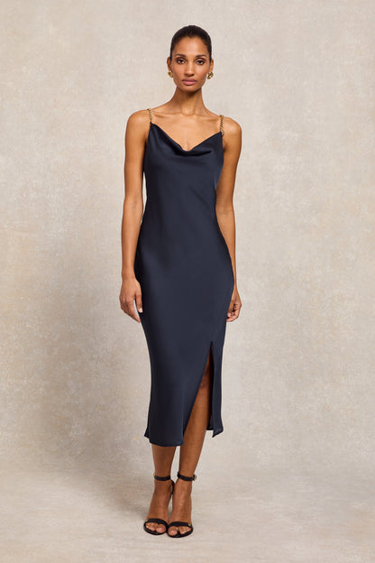 Aurora Satin Dress (Ink Navy)