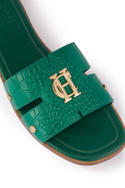 Monogram Slides (Jade Croc)