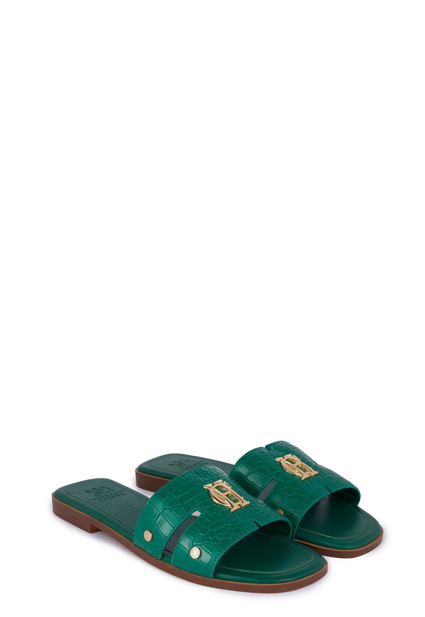 Monogram Slides (Jade Croc)