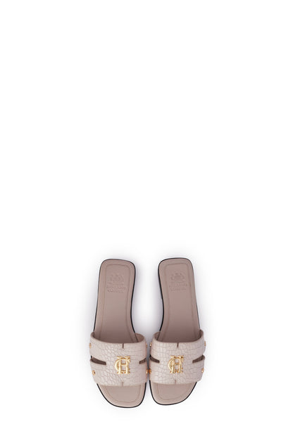 Monogram Slides (Dusty Pink Croc)