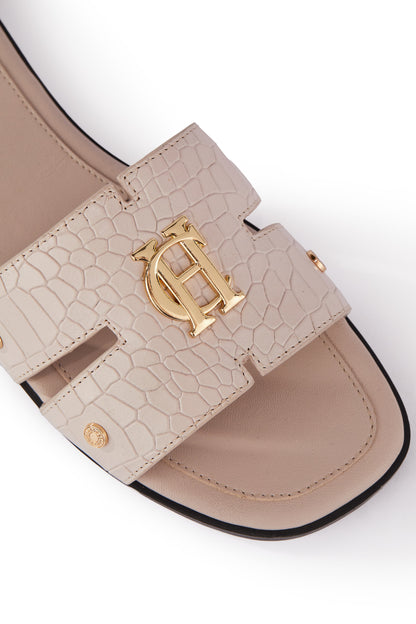 Monogram Slides (Dusty Pink Croc)