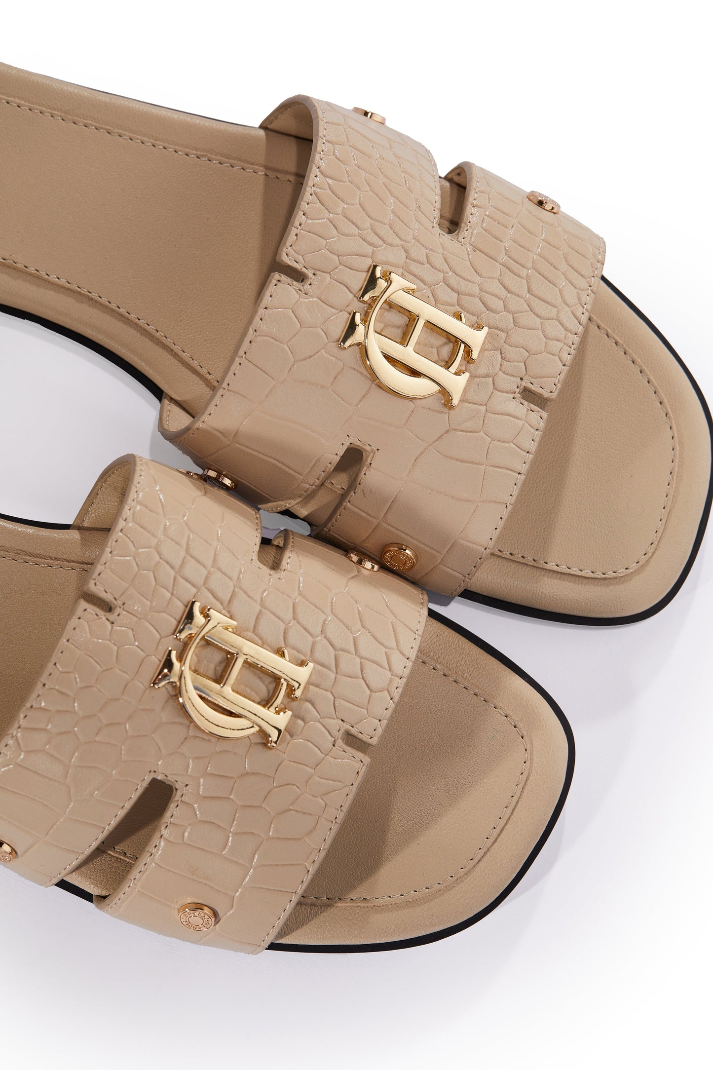 Monogram Slides (Taupe Croc)