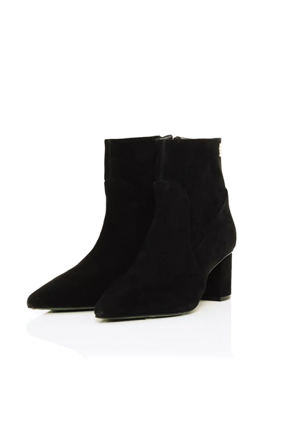 Regency Mid Heel Ankle Boot (Black Suede)