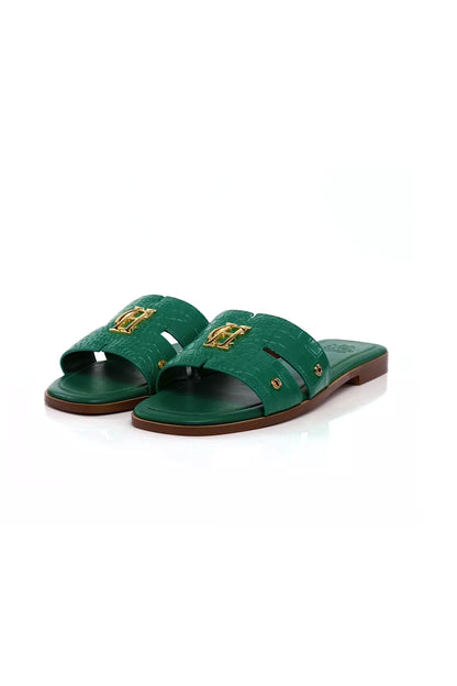 Monogram Slides (Jade Croc)