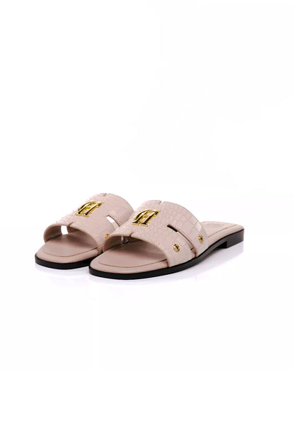 Monogram Slides (Dusty Pink Croc)
