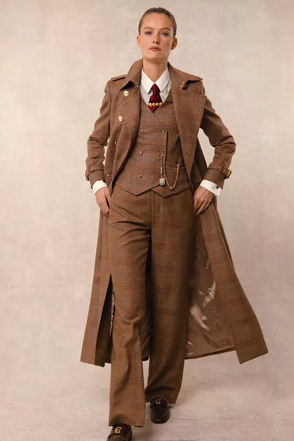 Full Length Marlborough Trench Coat (Clarence Check Merlot)