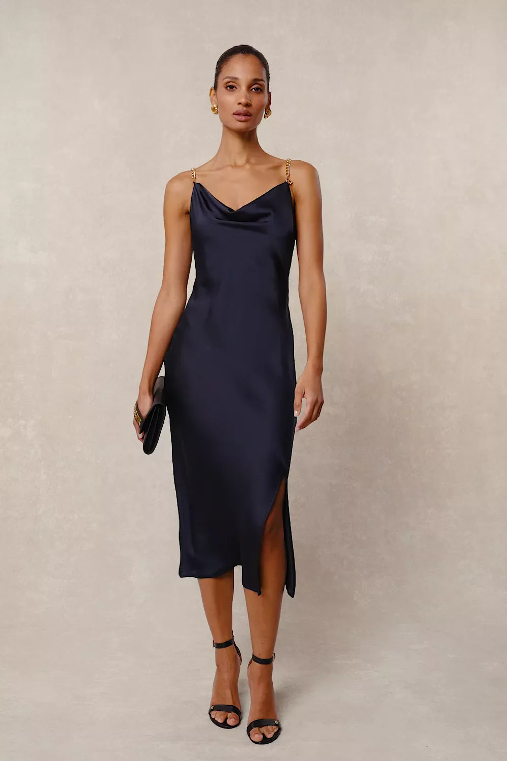 Aurora Satin Dress (Ink Navy)