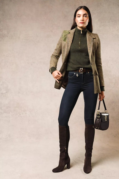 Tori Quarter Zip Knit (Forest Green)