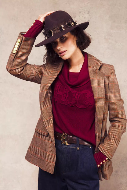 Daisy Roll Neck Knit (Wine)