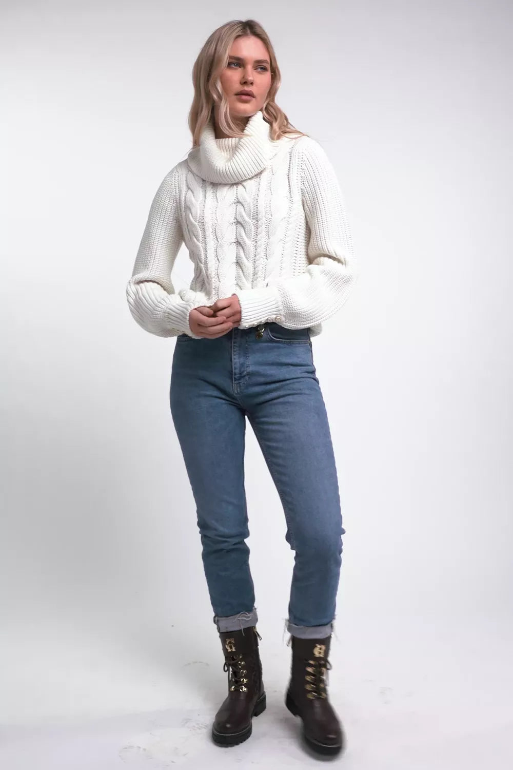 Corded Roll Neck Knit (Natural)