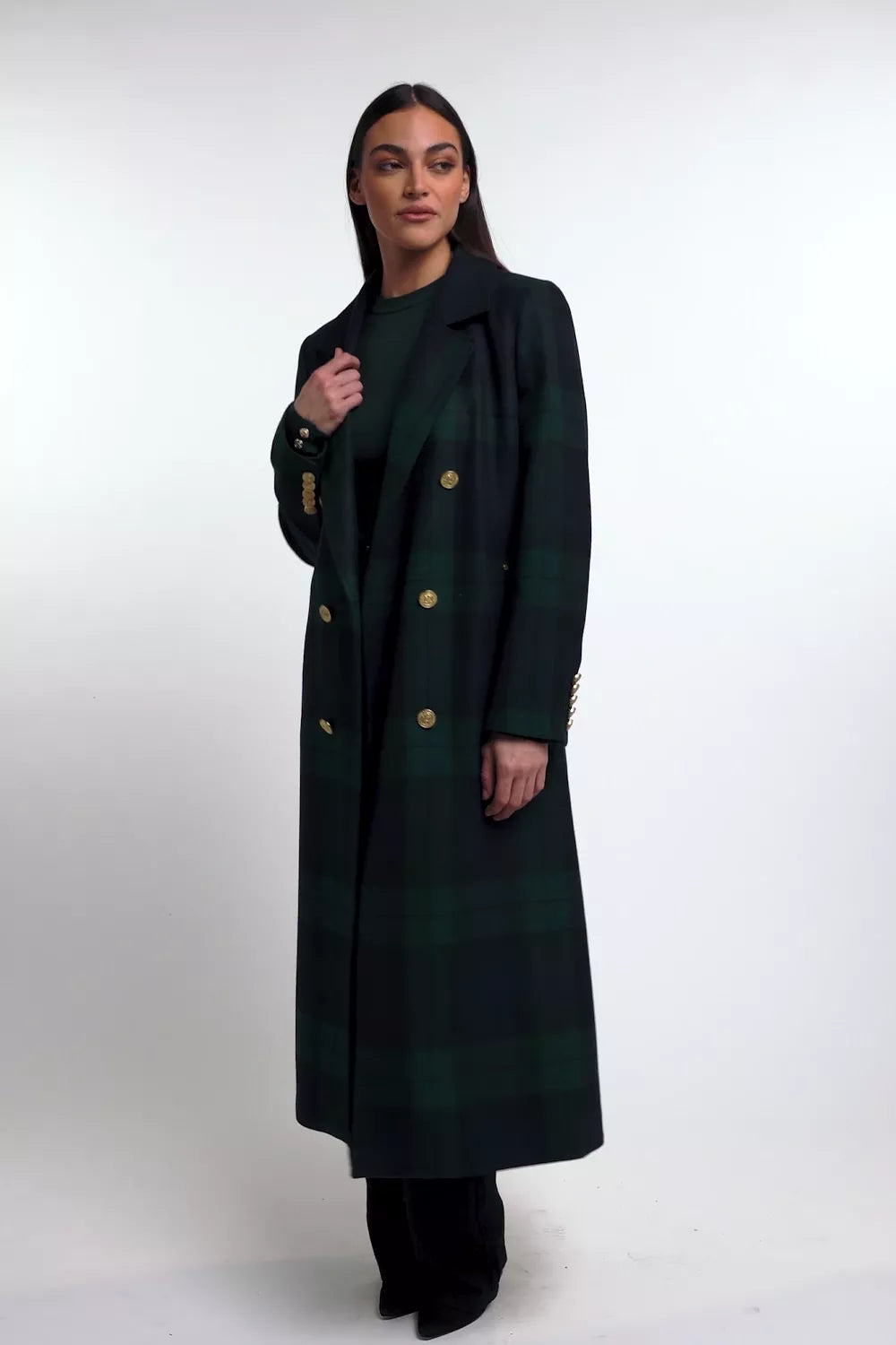 Buttoned Knit Crew Neck (Deep Emerald)